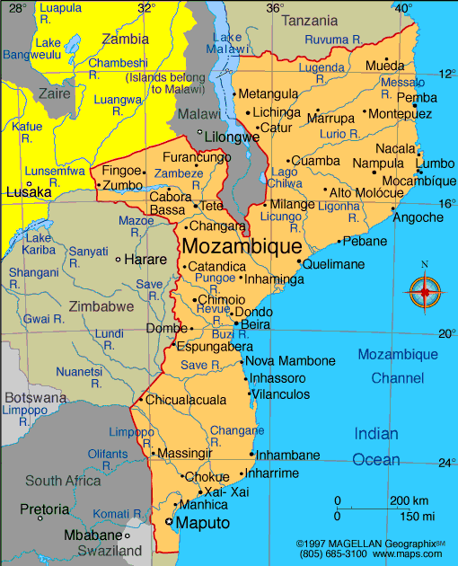mozambique politic map